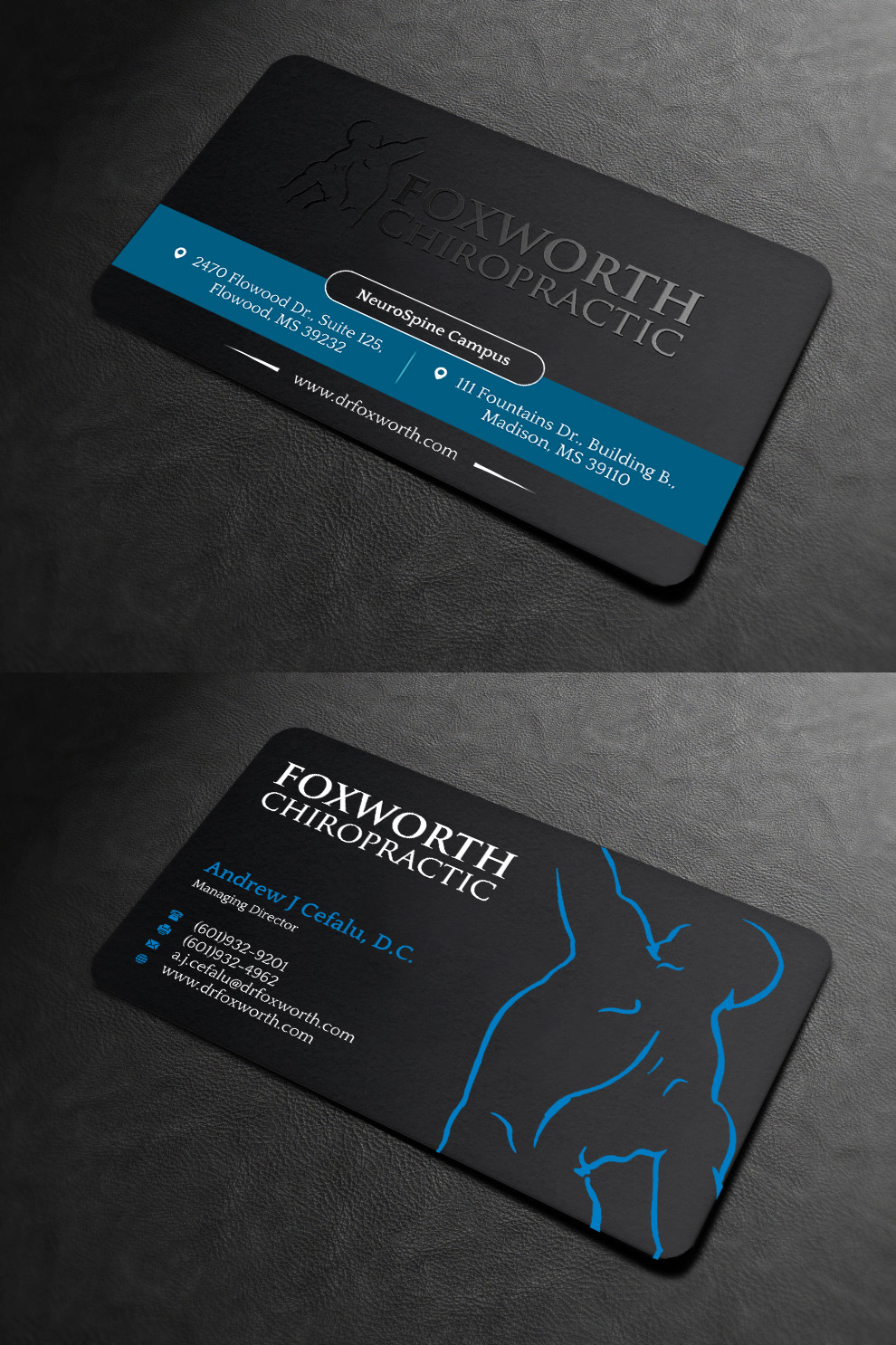 Business Card Design by INDIAN_Ashok for Foxworth Chiropractic | Design #19317772