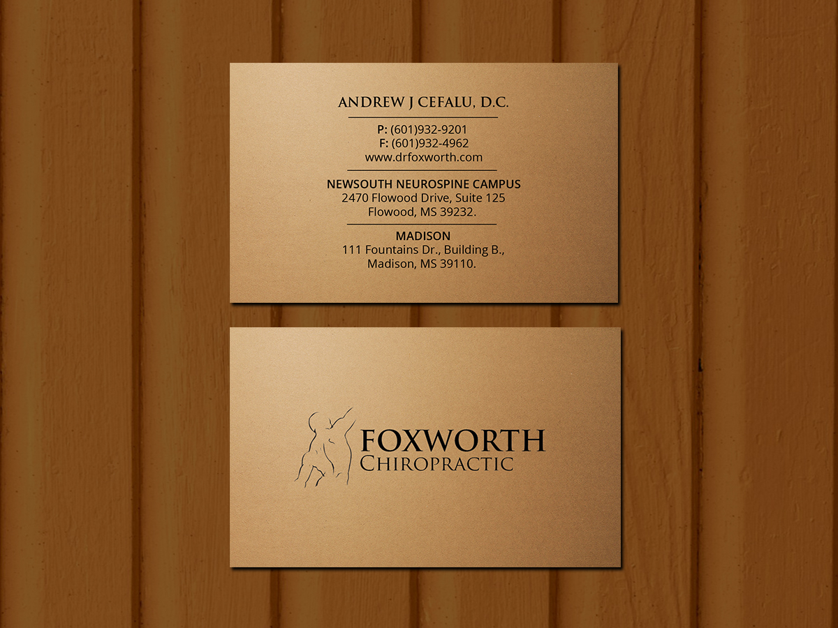 Business Card Design by Creations Box 2015 for Foxworth Chiropractic | Design #19321829
