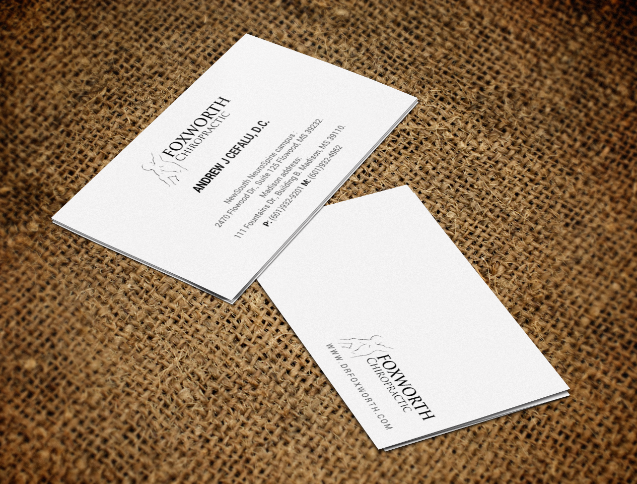 Diseño de Tarjeta de Presentación por chandrayaan.creative para Foxworth Chiropractic | Diseño #19320052