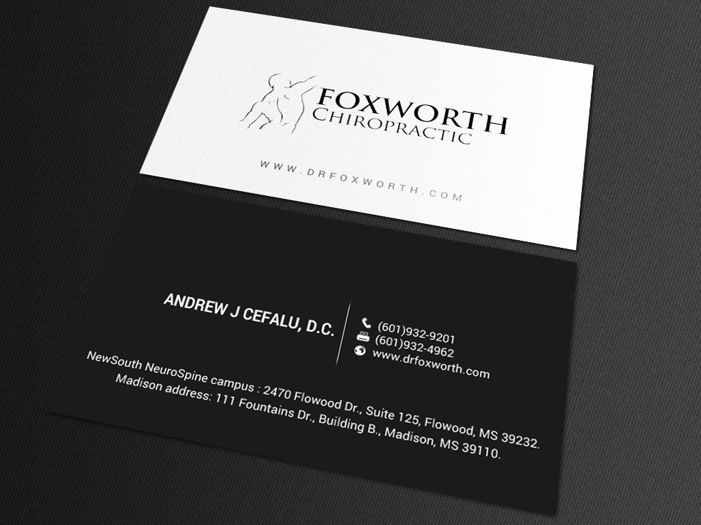 Diseño de Tarjeta de Presentación por chandrayaan.creative para Foxworth Chiropractic | Diseño #19321080