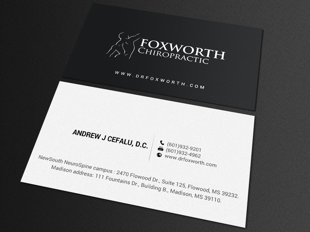Diseño de Tarjeta de Presentación por chandrayaan.creative para Foxworth Chiropractic | Diseño #19321081