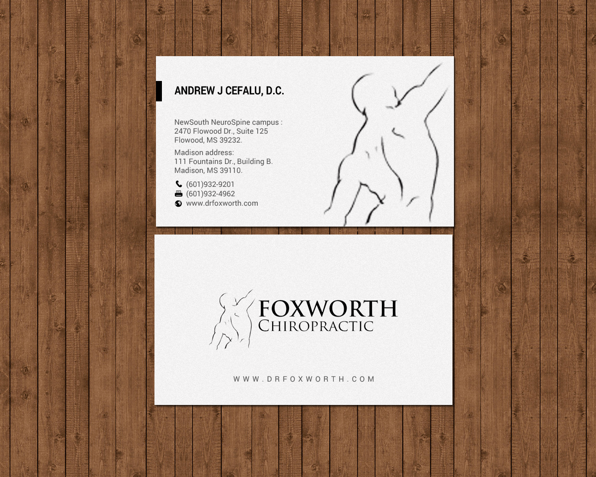 Diseño de Tarjeta de Presentación por chandrayaan.creative para Foxworth Chiropractic | Diseño #19321083