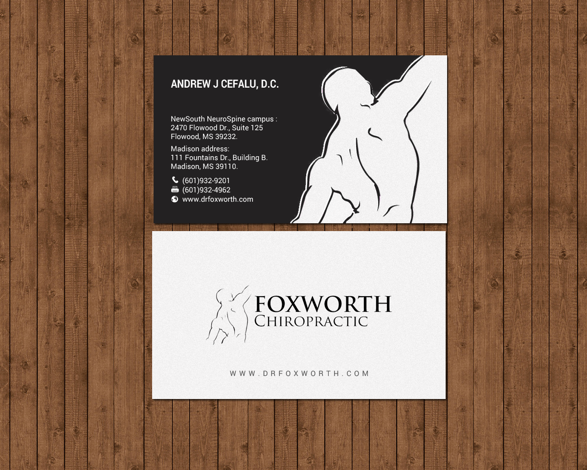 Diseño de Tarjeta de Presentación por chandrayaan.creative para Foxworth Chiropractic | Diseño #19321089