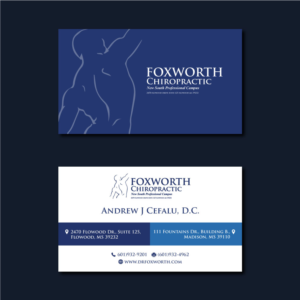 Design de Carte de Visite par J E R R Y pour Foxworth Chiropractic | Design #19356492