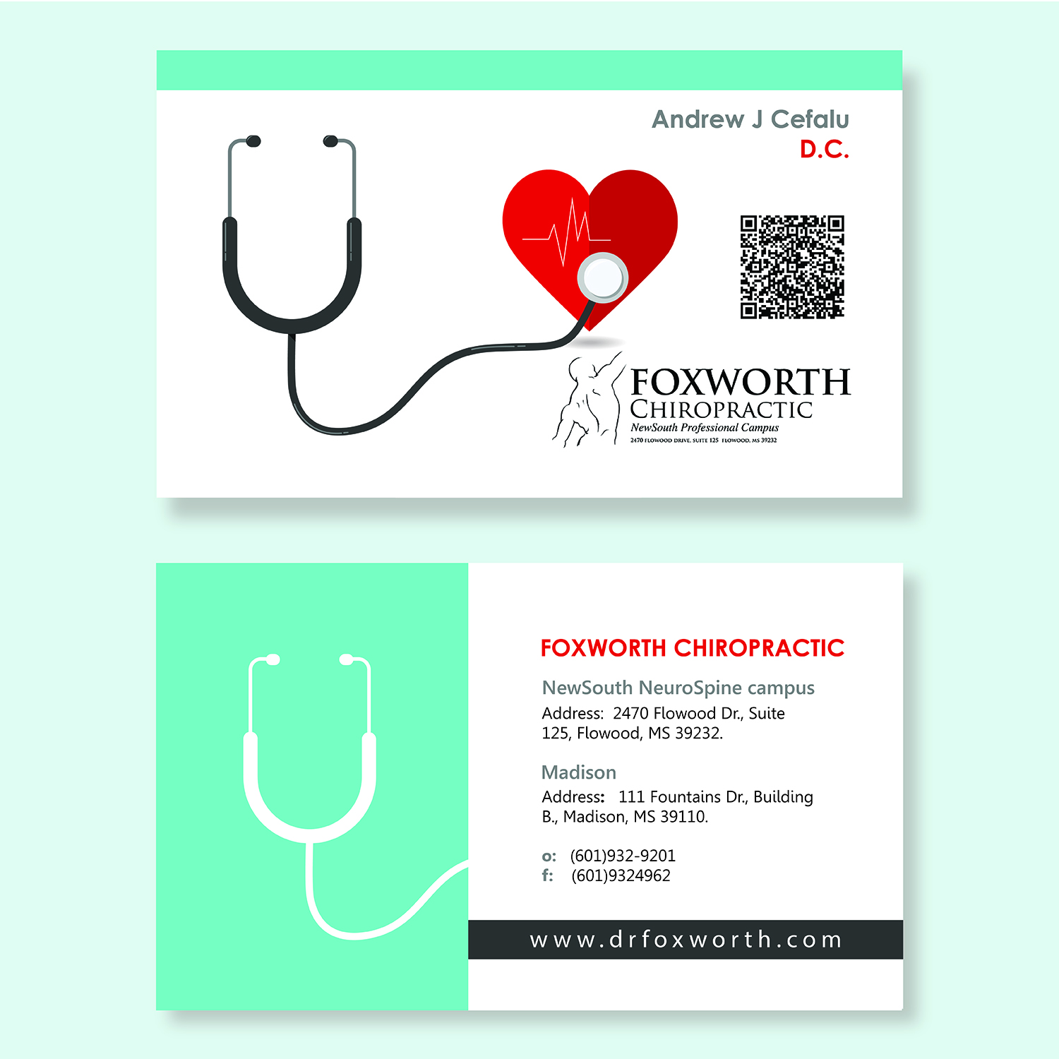 Business Card Design by DC_Design for Foxworth Chiropractic | Design #19324908