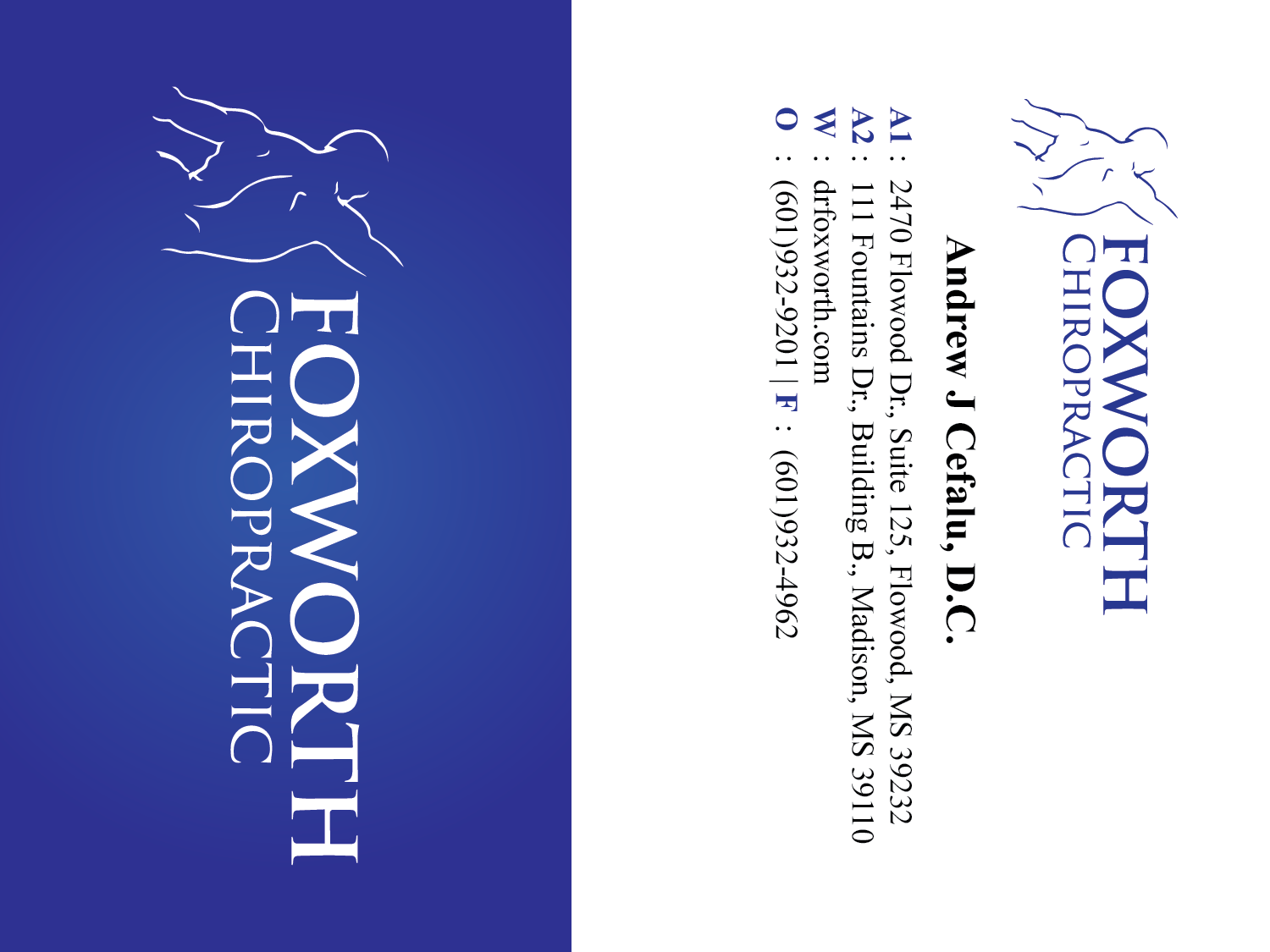 Design de Carte de Visite par Phuc Bui pour Foxworth Chiropractic | Design #19324916