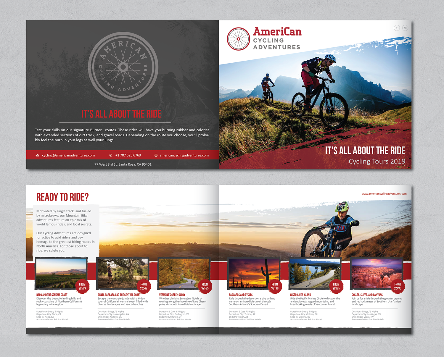 Brochure Design by alex989 for AmeriCan Cycling Adventures  | Design #19348364