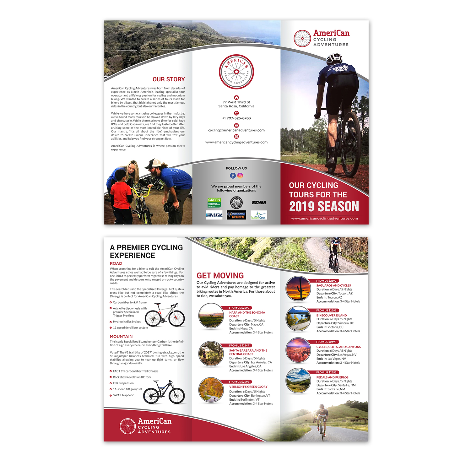Broschüren-Design von debdesign für AmeriCan Cycling Adventures  | Design #19341740