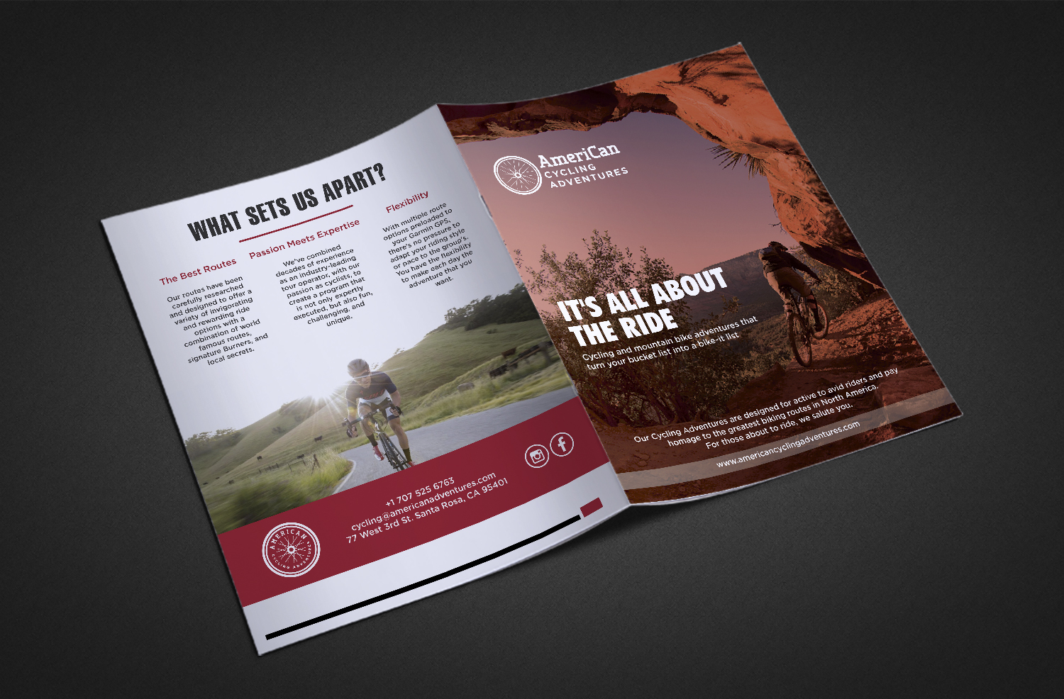 Brochure Design by Deziners Zone for AmeriCan Cycling Adventures  | Design #19339820