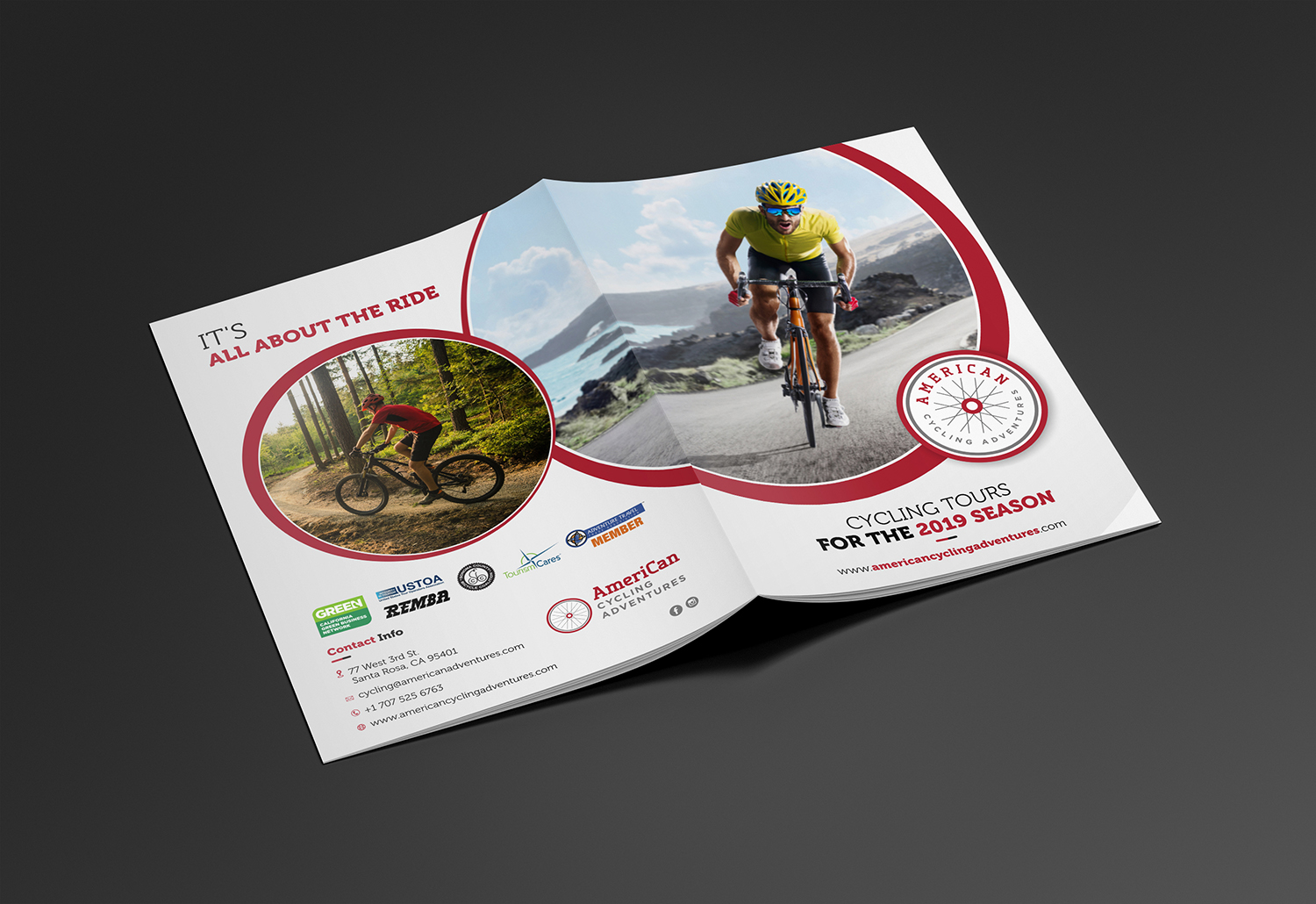 Broschüren-Design von ecorokerz für AmeriCan Cycling Adventures  | Design #19338832