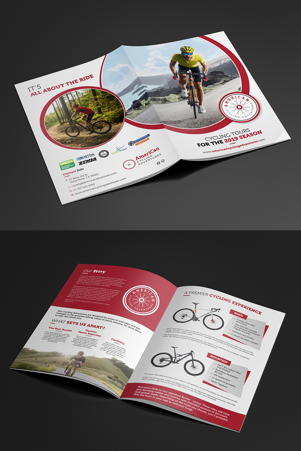 Broschüren-Design von ecorokerz für AmeriCan Cycling Adventures  | Design #19338833