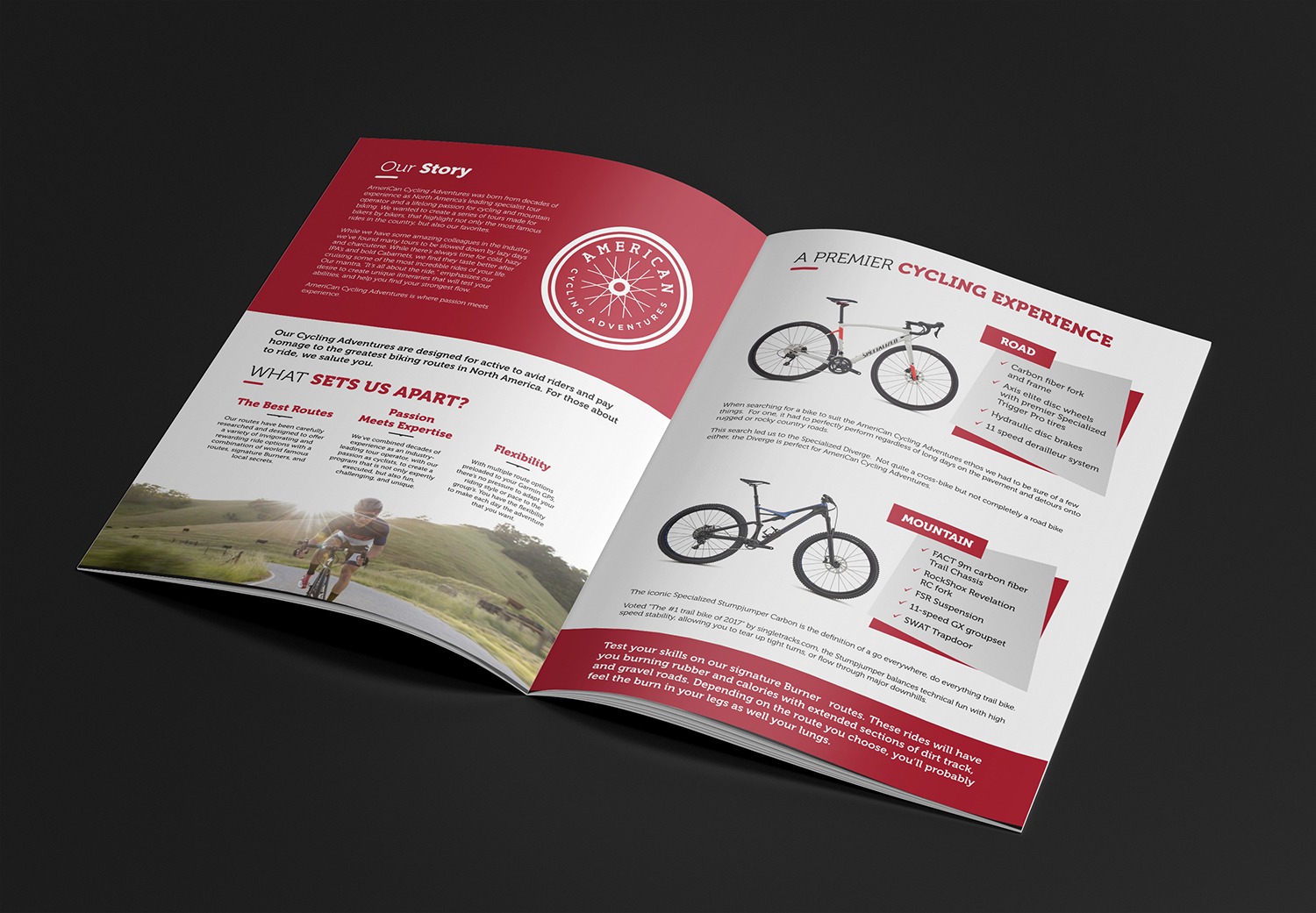 Broschüren-Design von ecorokerz für AmeriCan Cycling Adventures  | Design #19338834