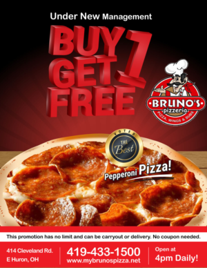 Flyer Design by uk for Bruno's Pizzeria / Varsity Club | Design: #19538631