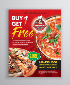 Bruno's Pizzeria BOGO Promotion Pizza Flyer (Huron) | Flyer Design by Pinky 
