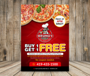 Flyer Design by aspiremedia for Bruno's Pizzeria / Varsity Club | Design: #19536977