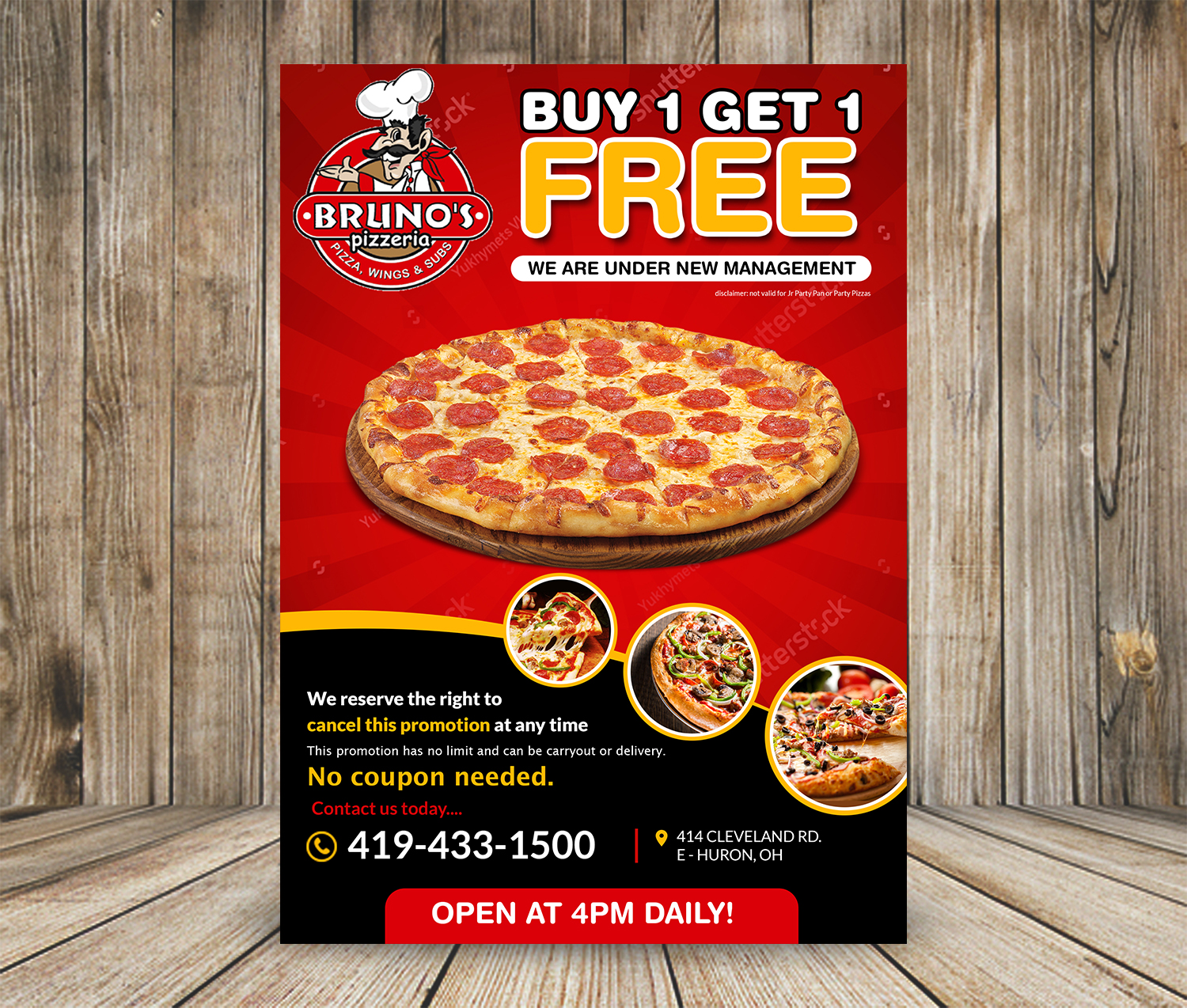 Flyer Design by aspiremedia for Bruno's Pizzeria / Varsity Club | Design #19538295