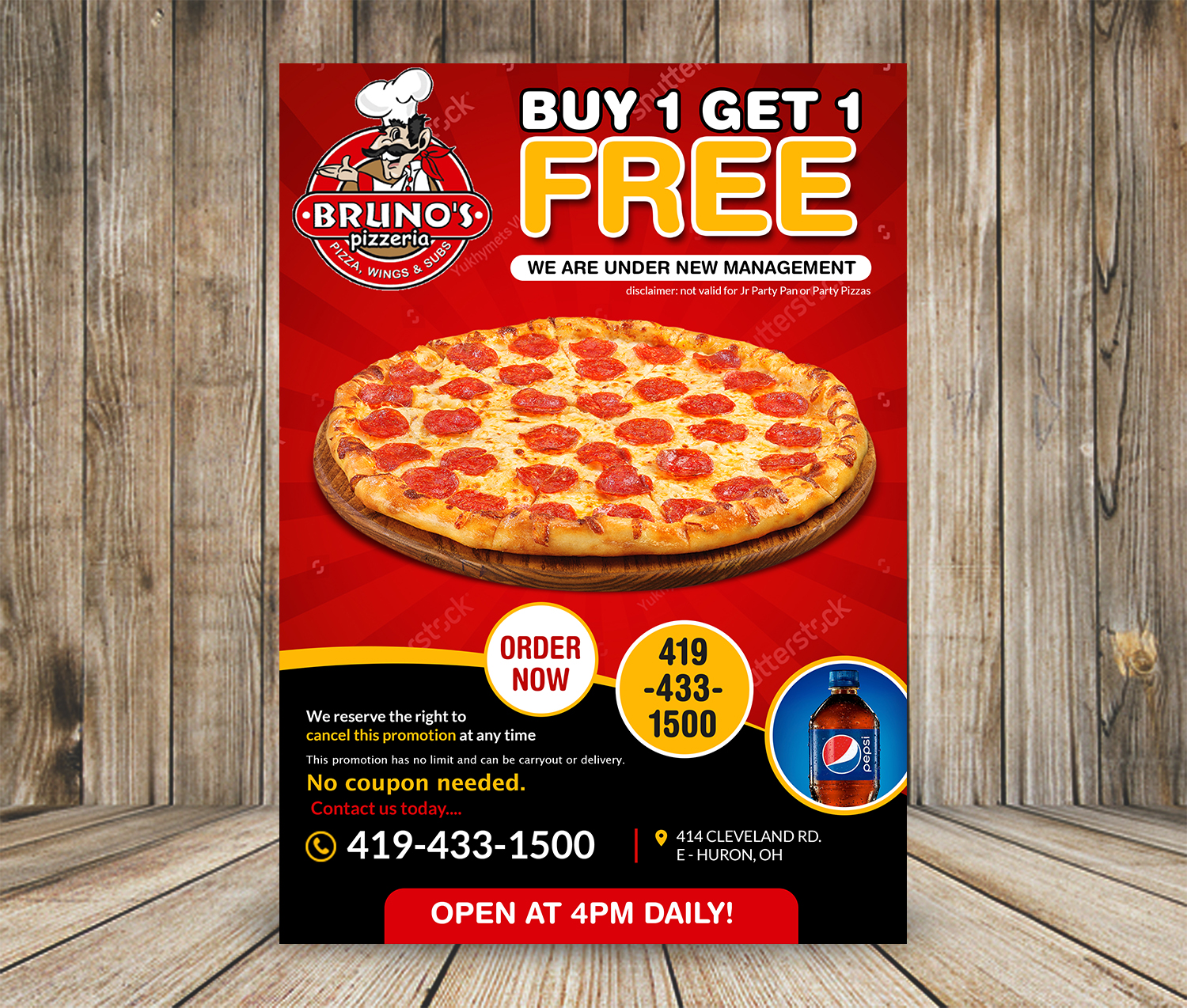 Flyer Design by aspiremedia for Bruno's Pizzeria / Varsity Club | Design #19540071