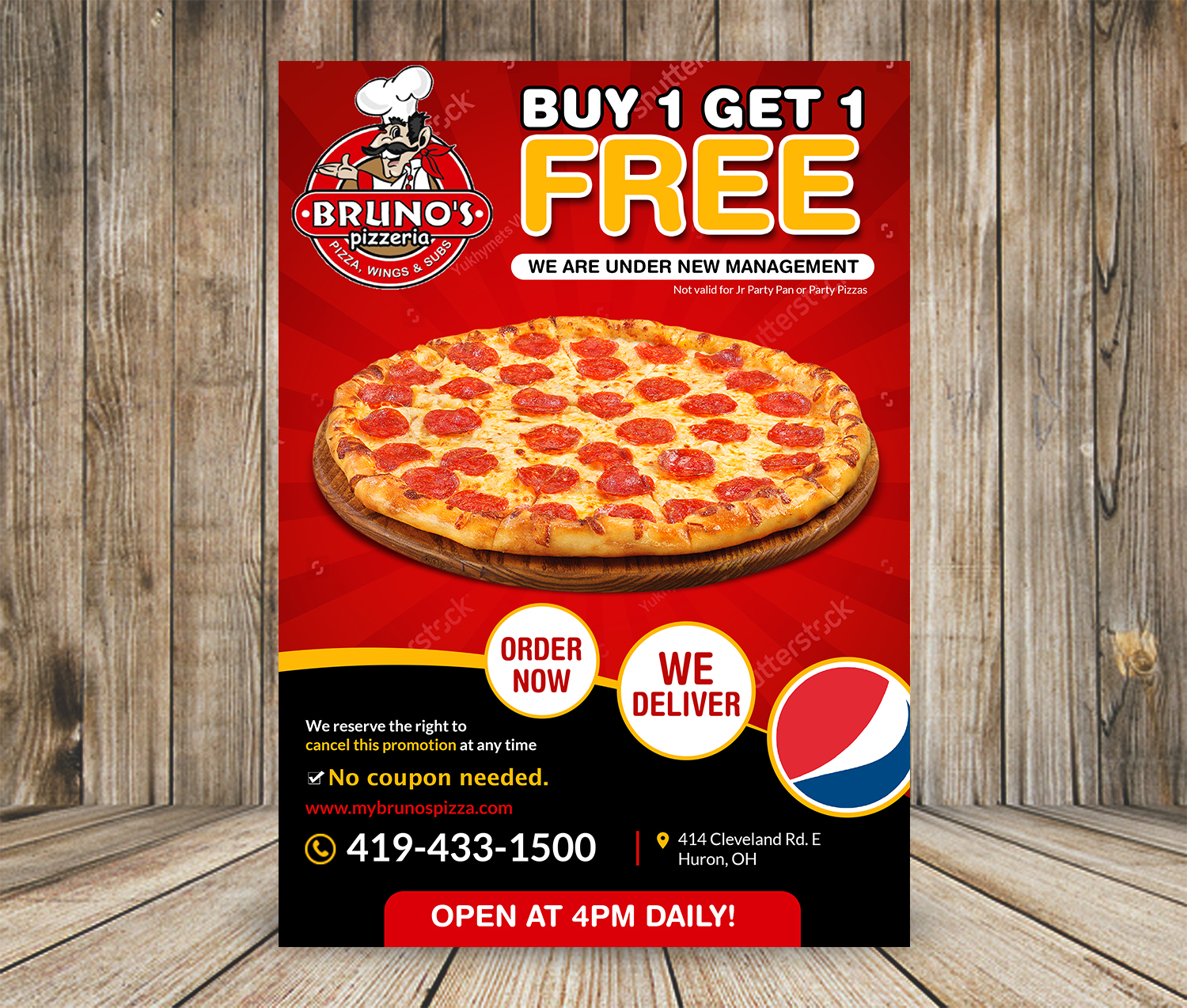Flyer Design by aspiremedia for Bruno's Pizzeria / Varsity Club | Design #19540635