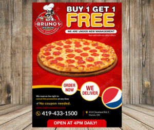 Flyer Design by aspiremedia for Bruno's Pizzeria / Varsity Club | Design: #19540752