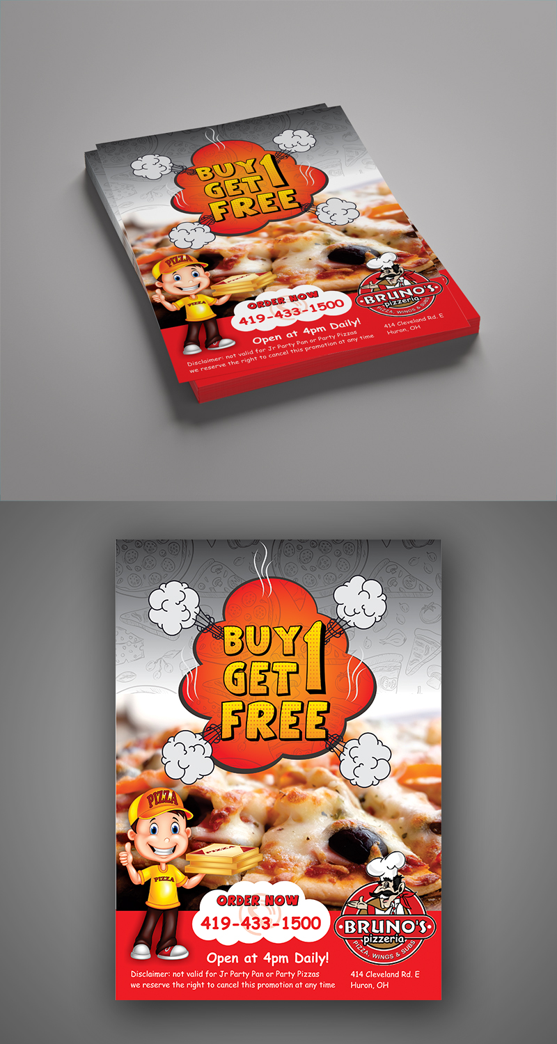 Flyer Design by ecorokerz for Bruno's Pizzeria / Varsity Club | Design #19536455