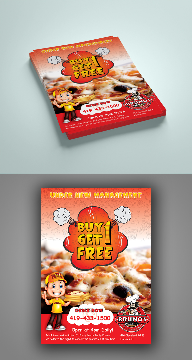 Flyer Design by ecorokerz for Bruno's Pizzeria / Varsity Club | Design #19538262