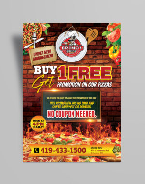 Flyer Design by SD WEBCREATION for Bruno's Pizzeria / Varsity Club | Design #19536228