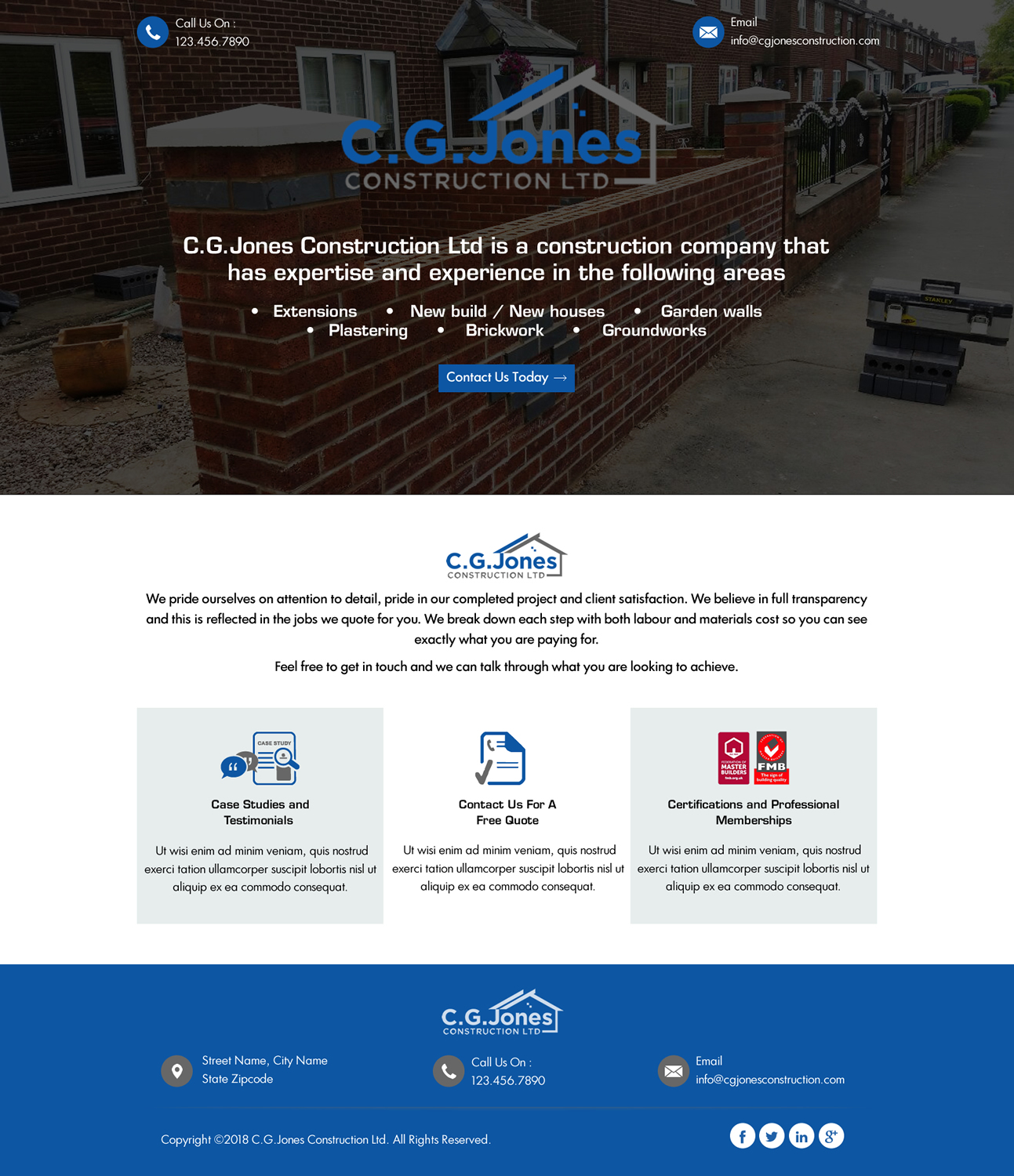 Diseño Web por HarmiDesigning para C.G.Jones Construction | Diseño #19392338