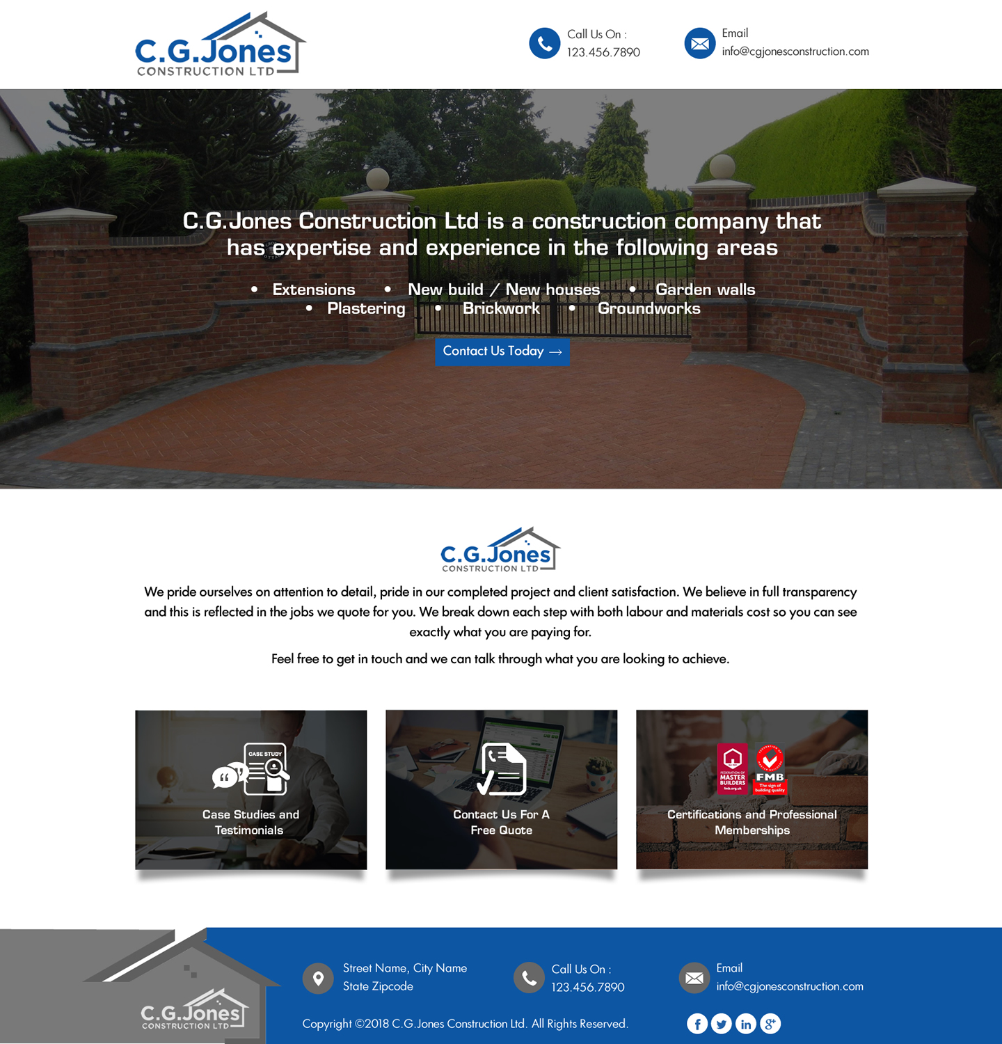 Diseño Web por HarmiDesigning para C.G.Jones Construction | Diseño #19392340