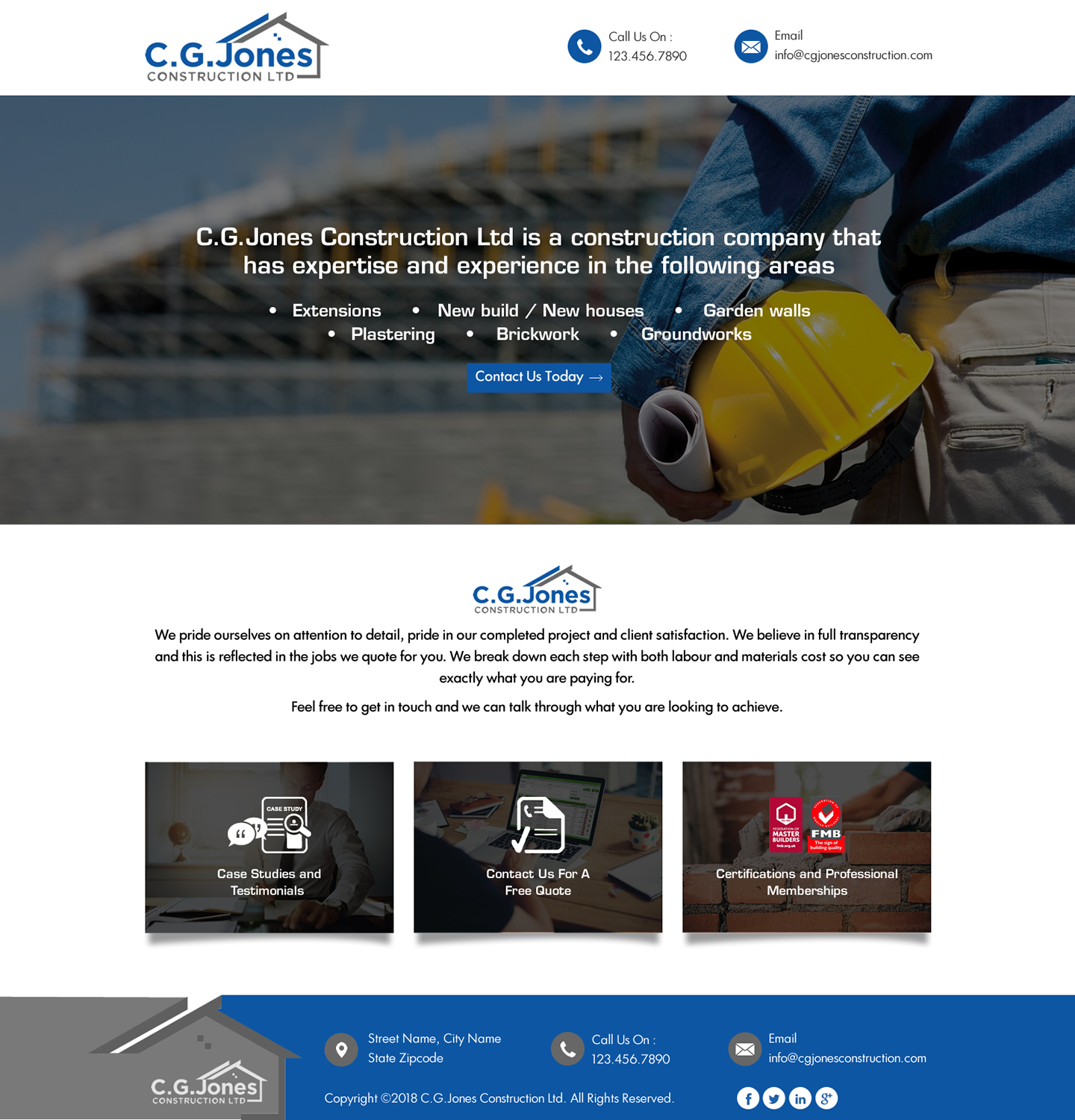 Diseño Web por HarmiDesigning para C.G.Jones Construction | Diseño #19392341