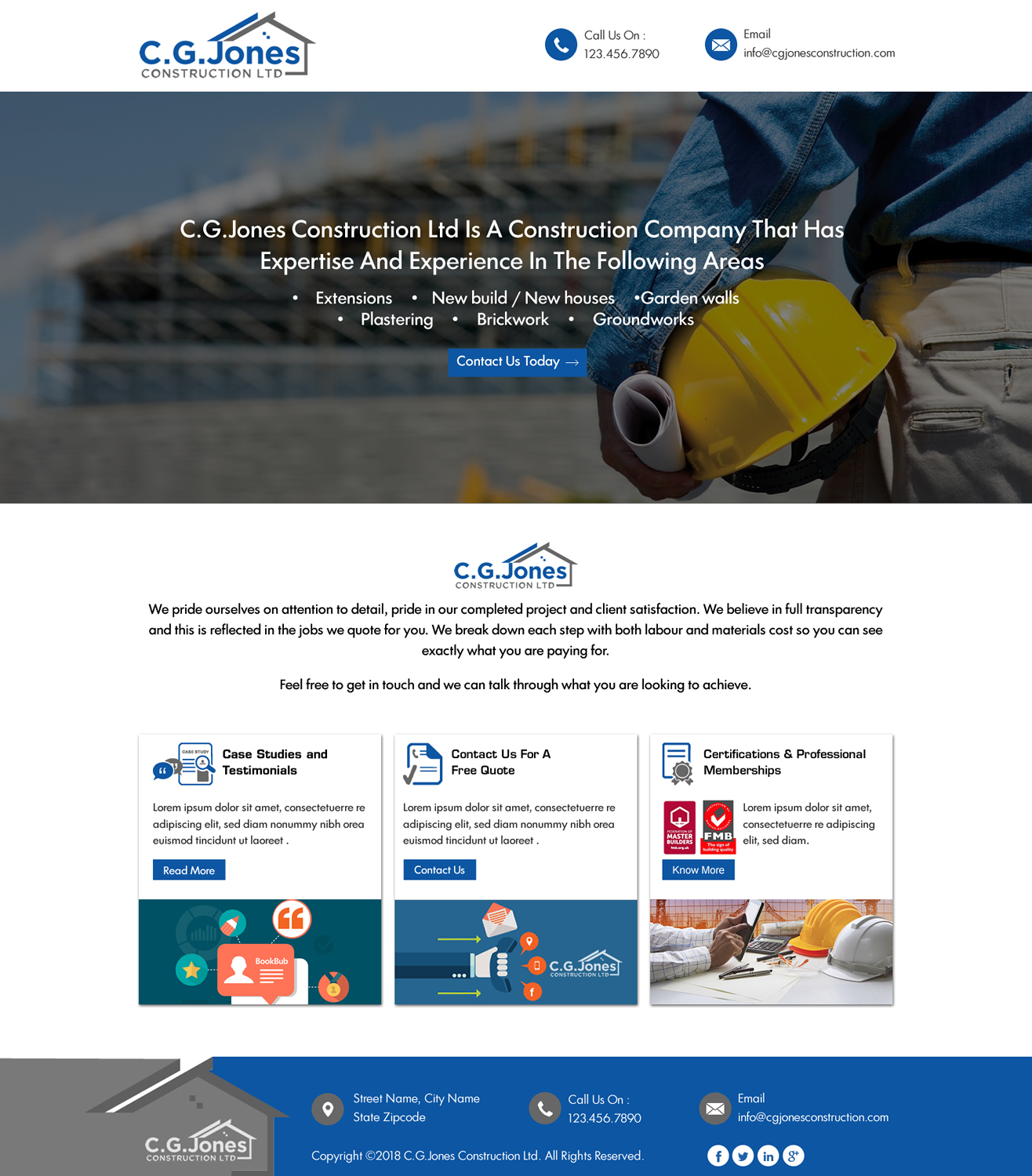 Web Design by harmi_199 for C.G.Jones Construction | Design #19392664