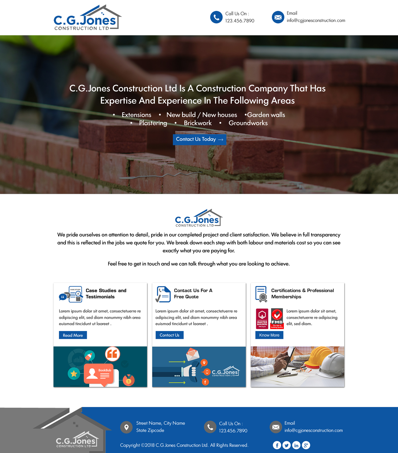 Web Design by harmi_199 for C.G.Jones Construction | Design #19392666