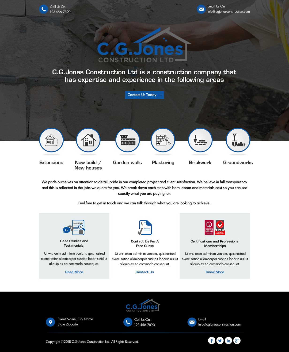 Diseño Web por HarmiDesigning para C.G.Jones Construction | Diseño #19400955