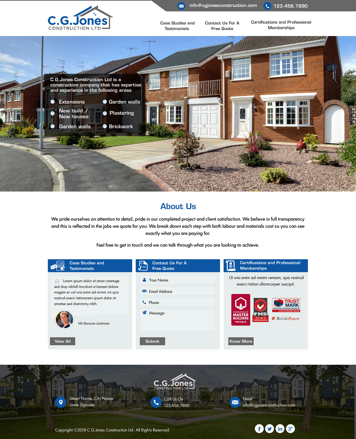Web Design by harmi_199 for C.G.Jones Construction | Design #19430718