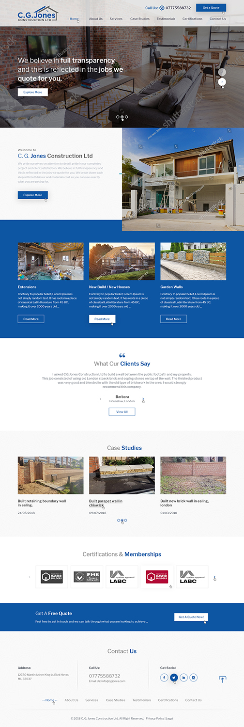 Web Design by Ved Web Services for C.G.Jones Construction | Design: #19383565