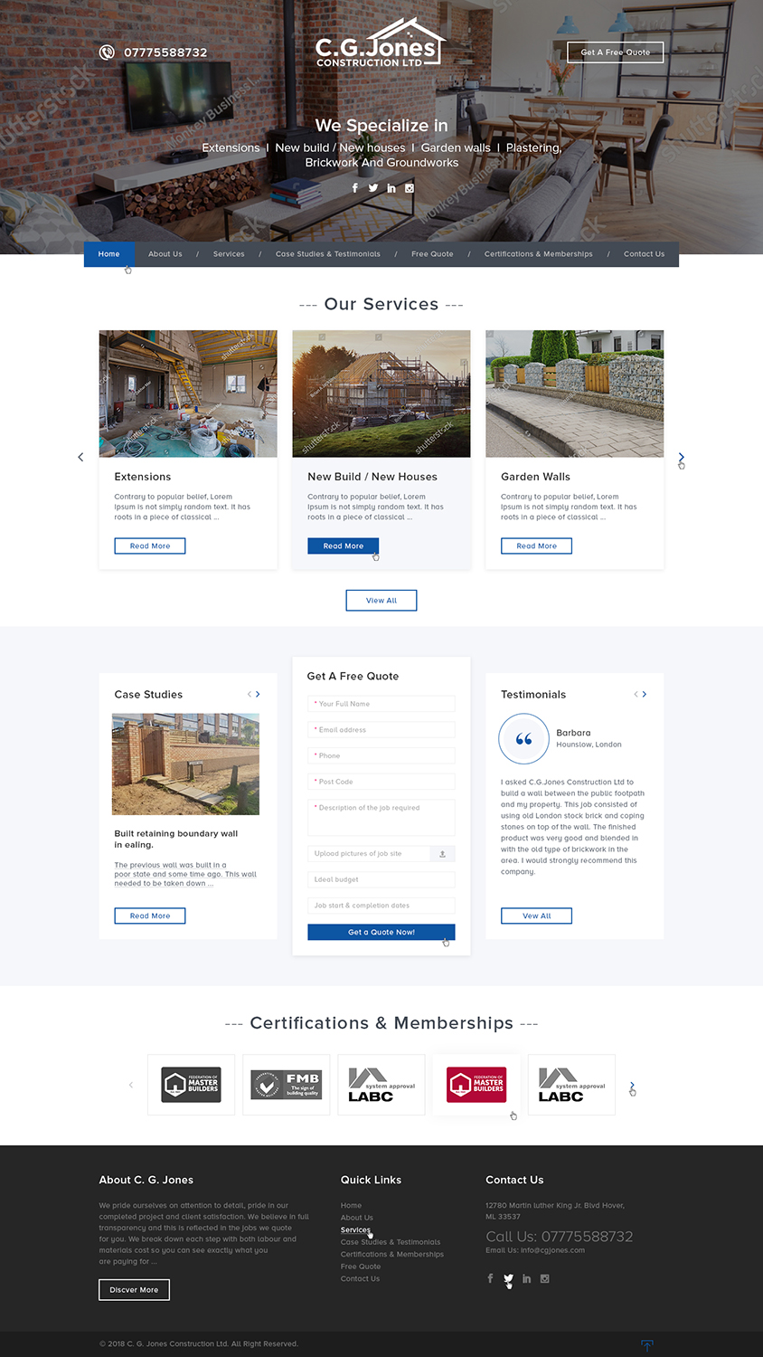 Diseño Web por Ved Web Services para C.G.Jones Construction | Diseño #19383566