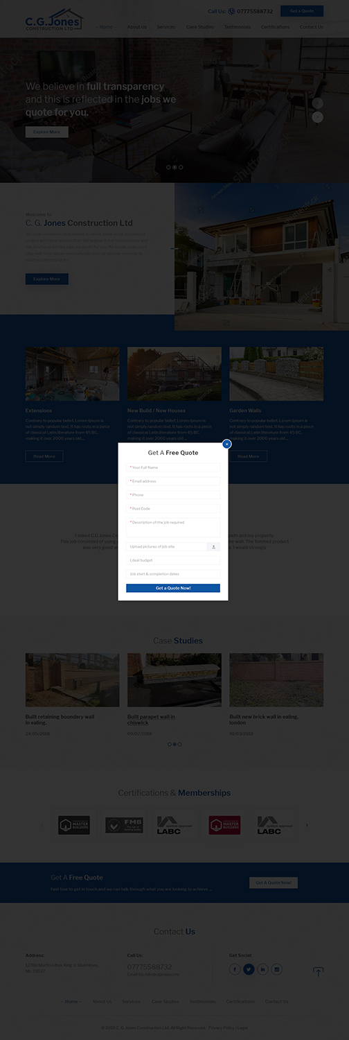 Web-Design von Ved Web Services für C.G.Jones Construction | Design #19383567