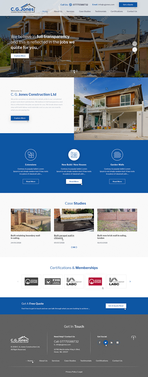 Diseño Web por Ved Web Services para C.G.Jones Construction | Diseño #19442933