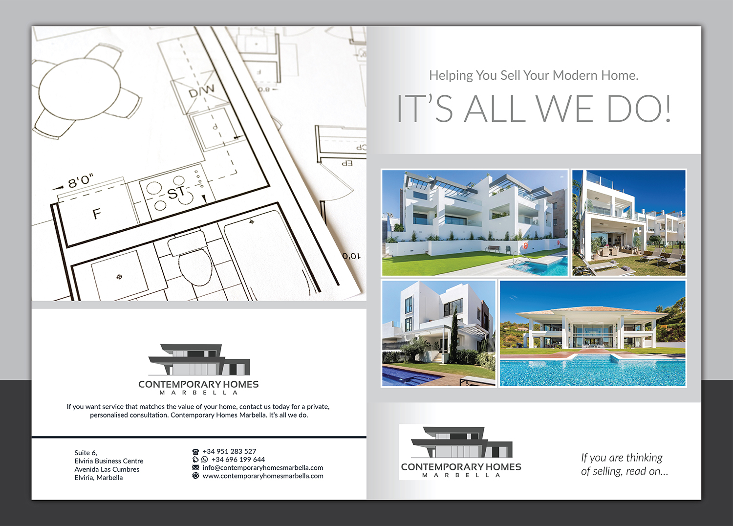 Diseño de Flyer por Deziners Zone para Contemporary Homes Marbella | Diseño #19388657