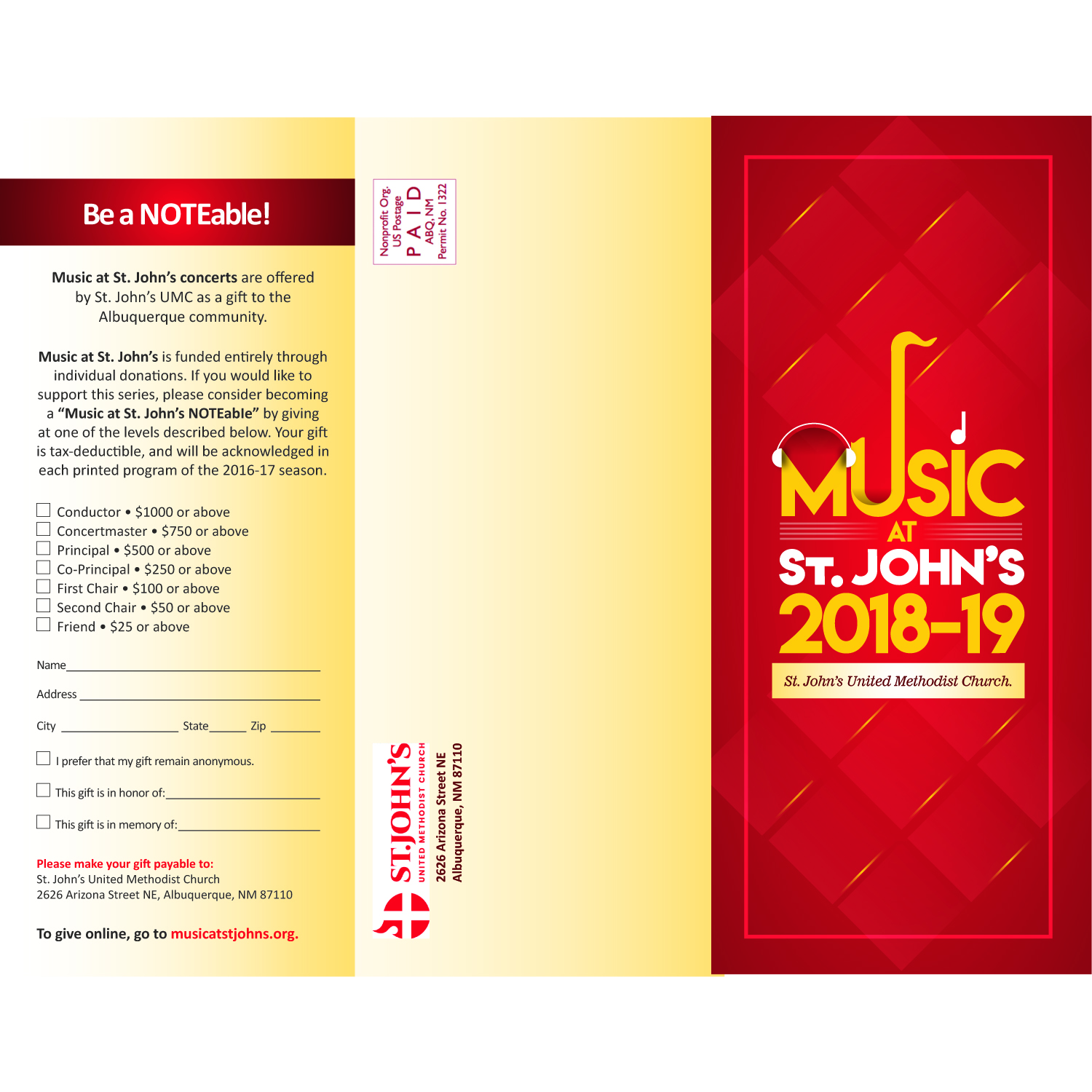 Broschüren-Design von svkreatives für St. John's United Methodist Church | Design #19385488