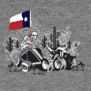 Crazy Skeleton Driven Chariot in the Desert | Diseño de Camiseta por Eightone 3