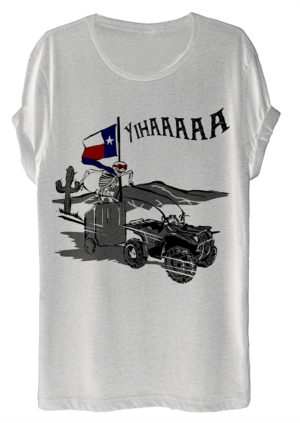Crazy Skeleton Driven Chariot in the Desert | T-Shirt-Design von dundun