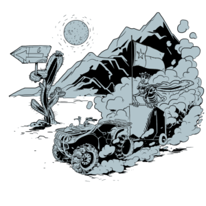 Crazy Skeleton Driven Chariot in the Desert | T-Shirt-Design von Tomi Ax
