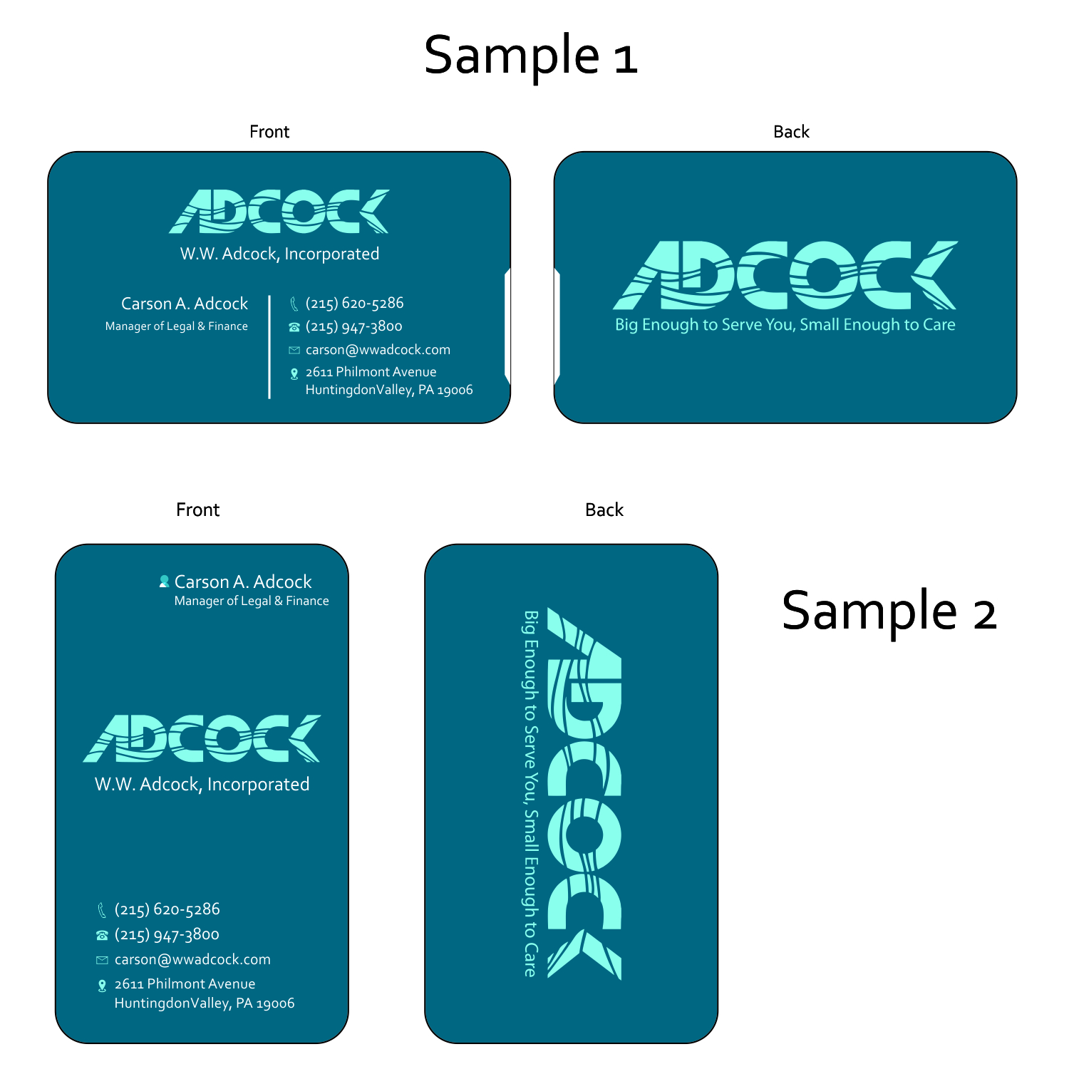 Business Card Design by Pritika123 for W.W. Adcock, Inc. | Design #19428423