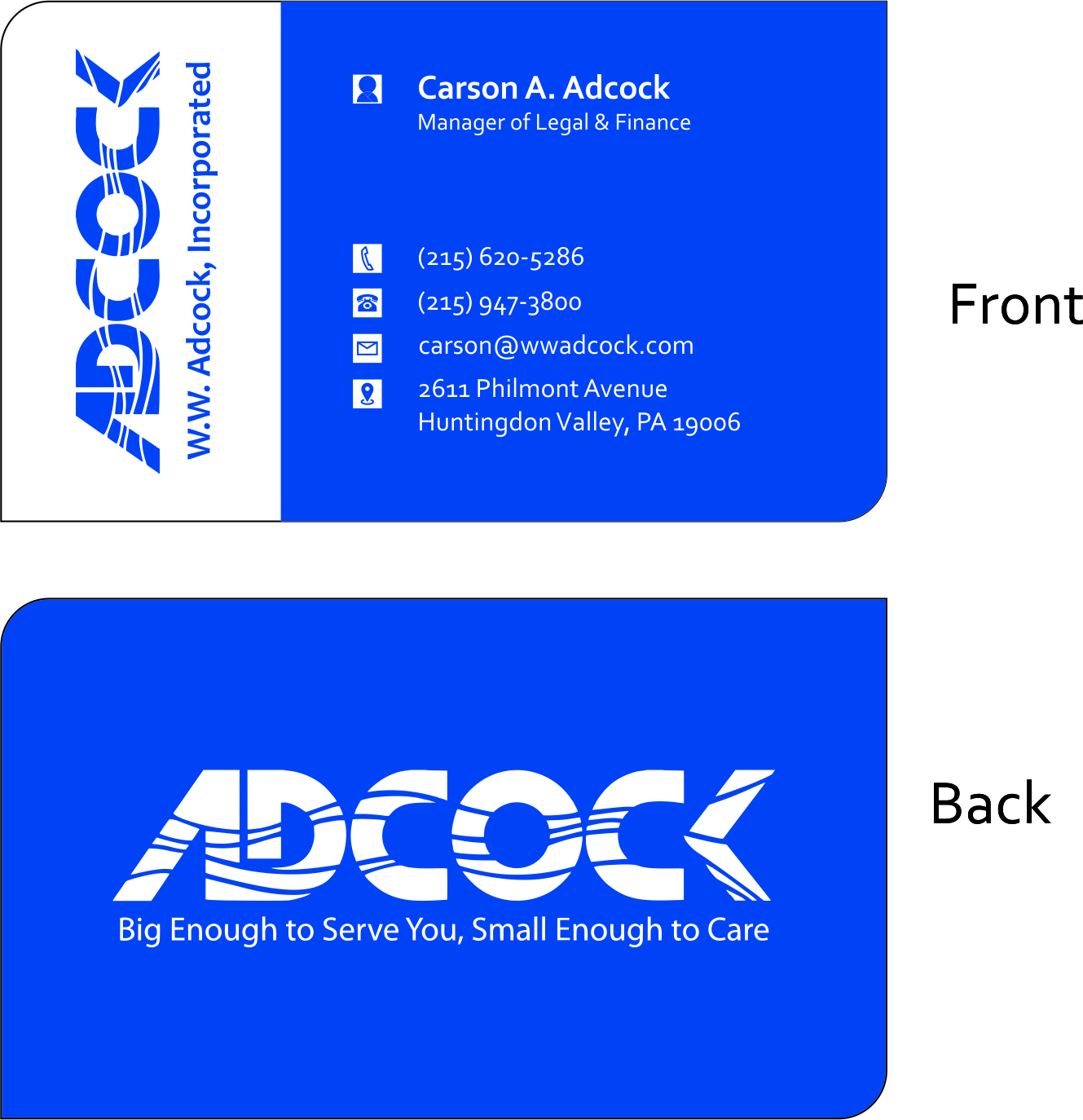 Business Card Design by Pritika123 for W.W. Adcock, Inc. | Design #19456644