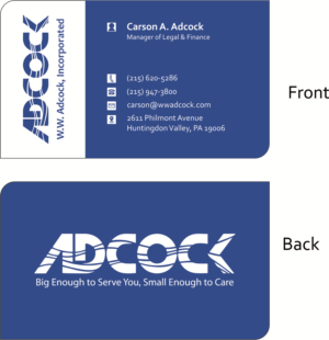 Business Card Design by Pritika123 for W.W. Adcock, Inc. | Design: #19456644