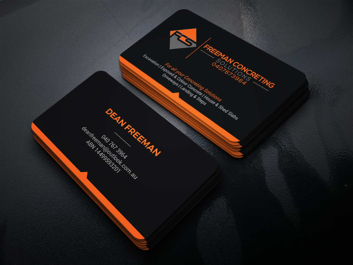 Business Card Design by JK18 for Freeman concreting solutions | Design #19455313
