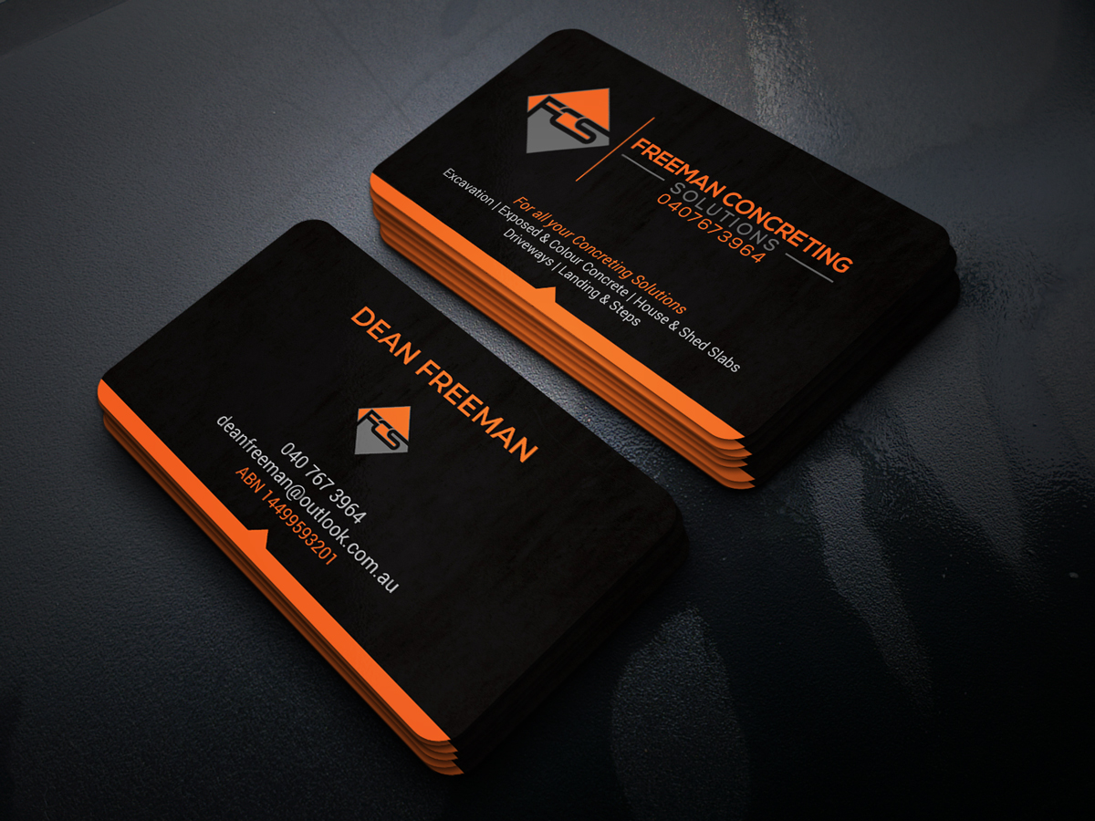 Business Card Design by JK18 for Freeman concreting solutions | Design #19468831