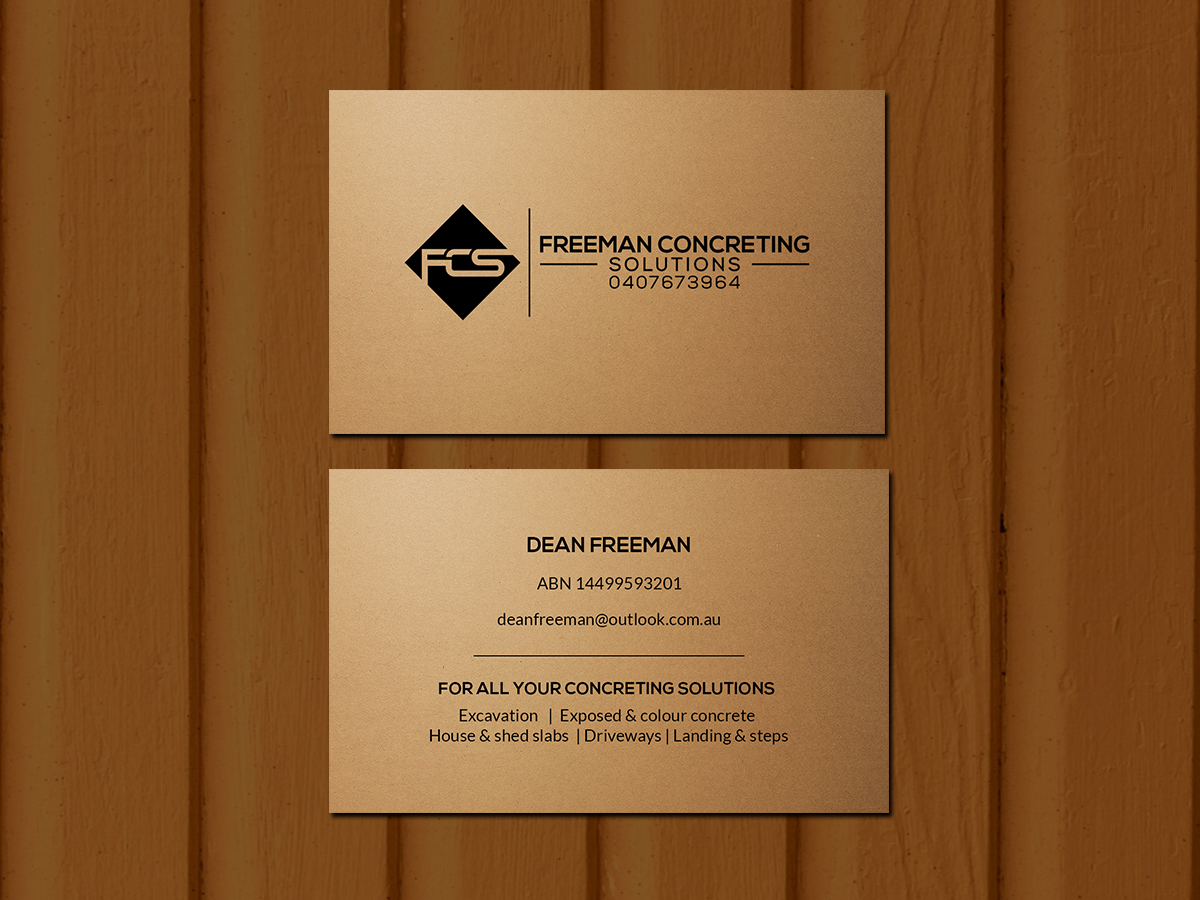 Design de Carte de Visite par Creations Box 2015 pour Freeman concreting solutions | Design #19453183