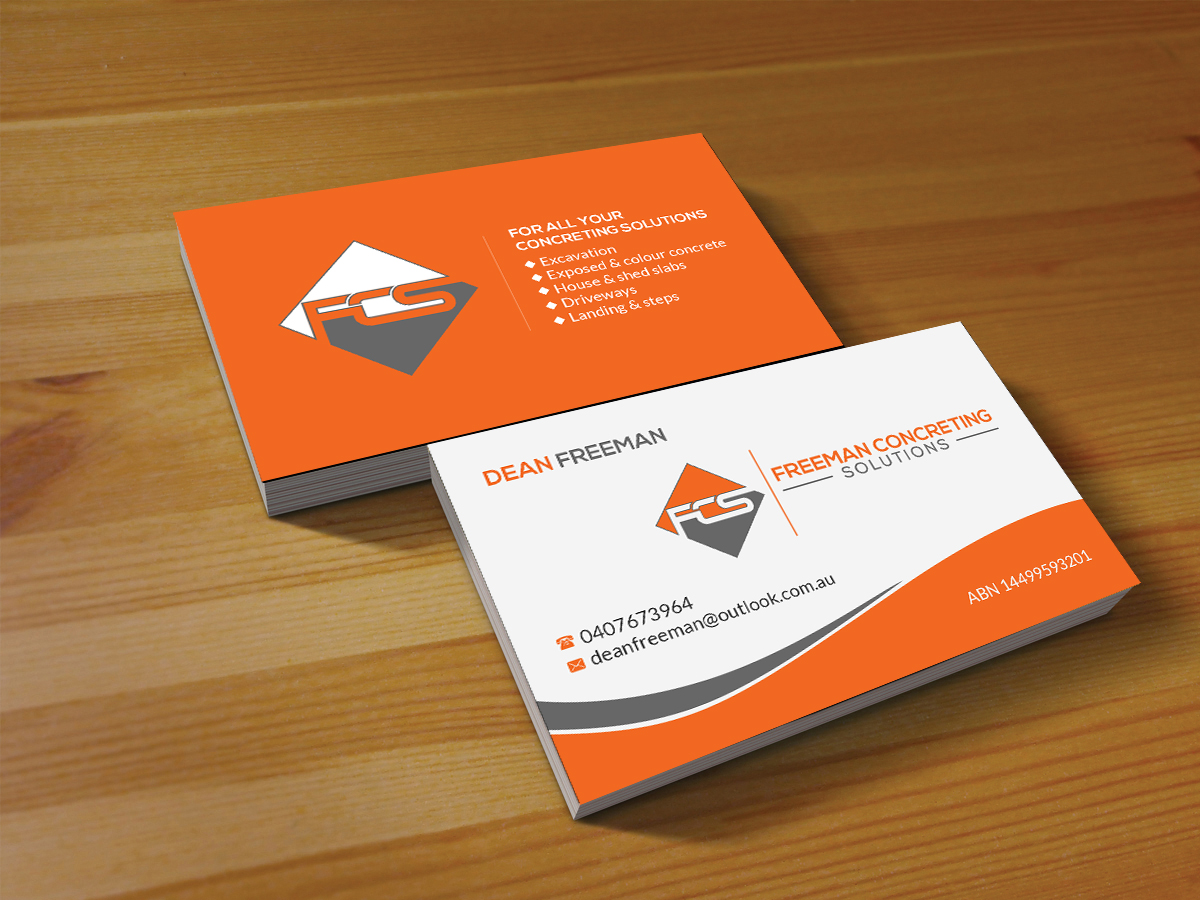 Business Card Design by Creations Box 2015 for Freeman concreting solutions | Design #19453184