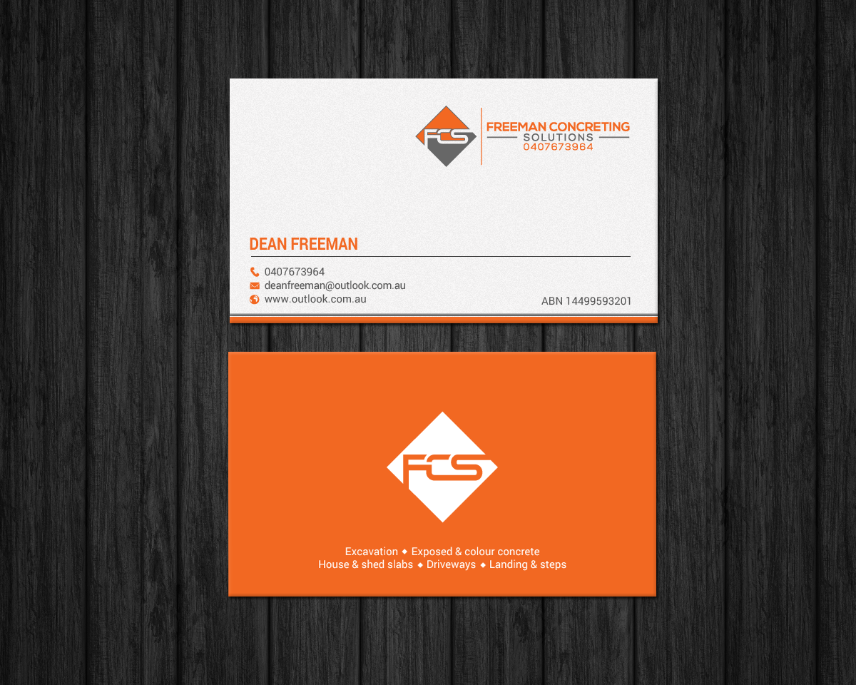 Diseño de Tarjeta de Presentación por chandrayaan.creative para Freeman concreting solutions | Diseño #19443334